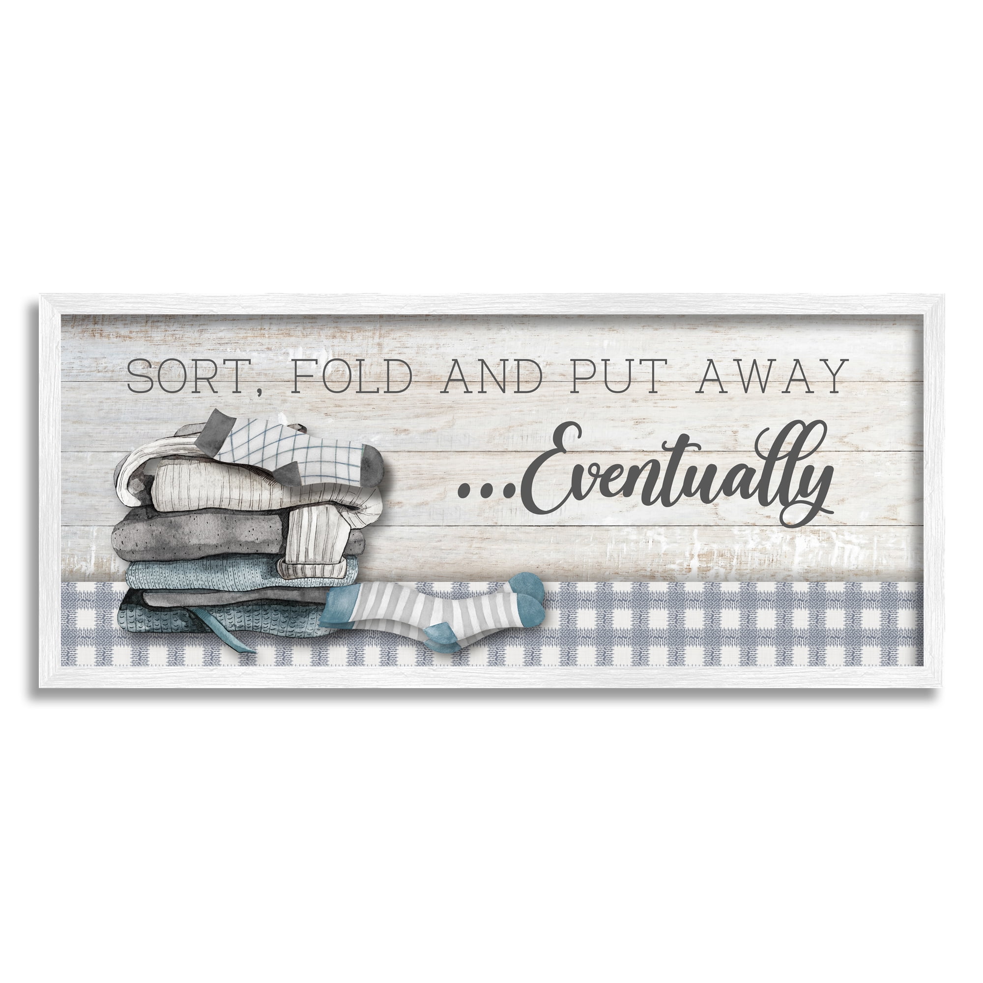 Stupell Industries Laundry Put Away Eventually Typography Painting White Framed Art Print Wall Art, 24 x 10