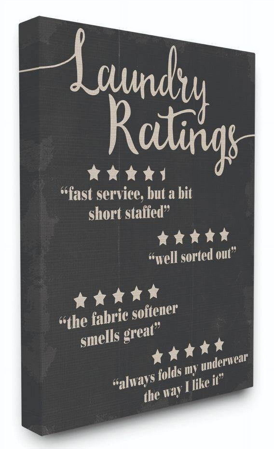 Stupell Industries Laundry Rating Five Star Bathroom Black Funny Word Design Canvas Wall Art by Daphne Polselli