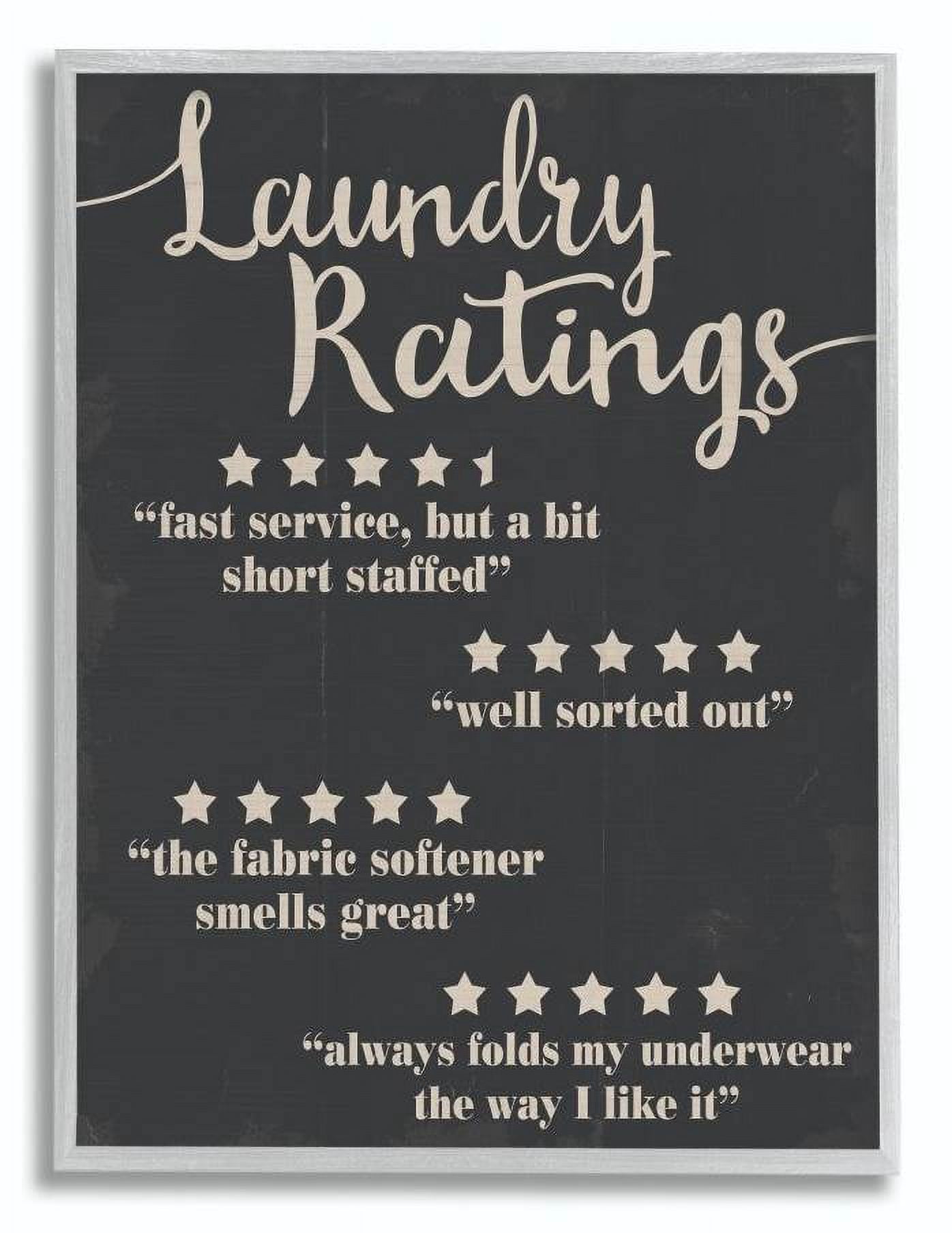 Stupell Industries Laundry Rating Five Star Bathroom Black Funny Word Design Framed Wall Art by Daphne Polselli