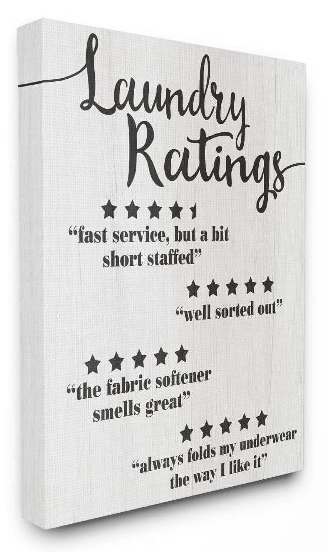 Stupell Industries Laundry Rating Five Star Bathroom Funny Word Design Canvas Wall Art by Daphne Polselli
