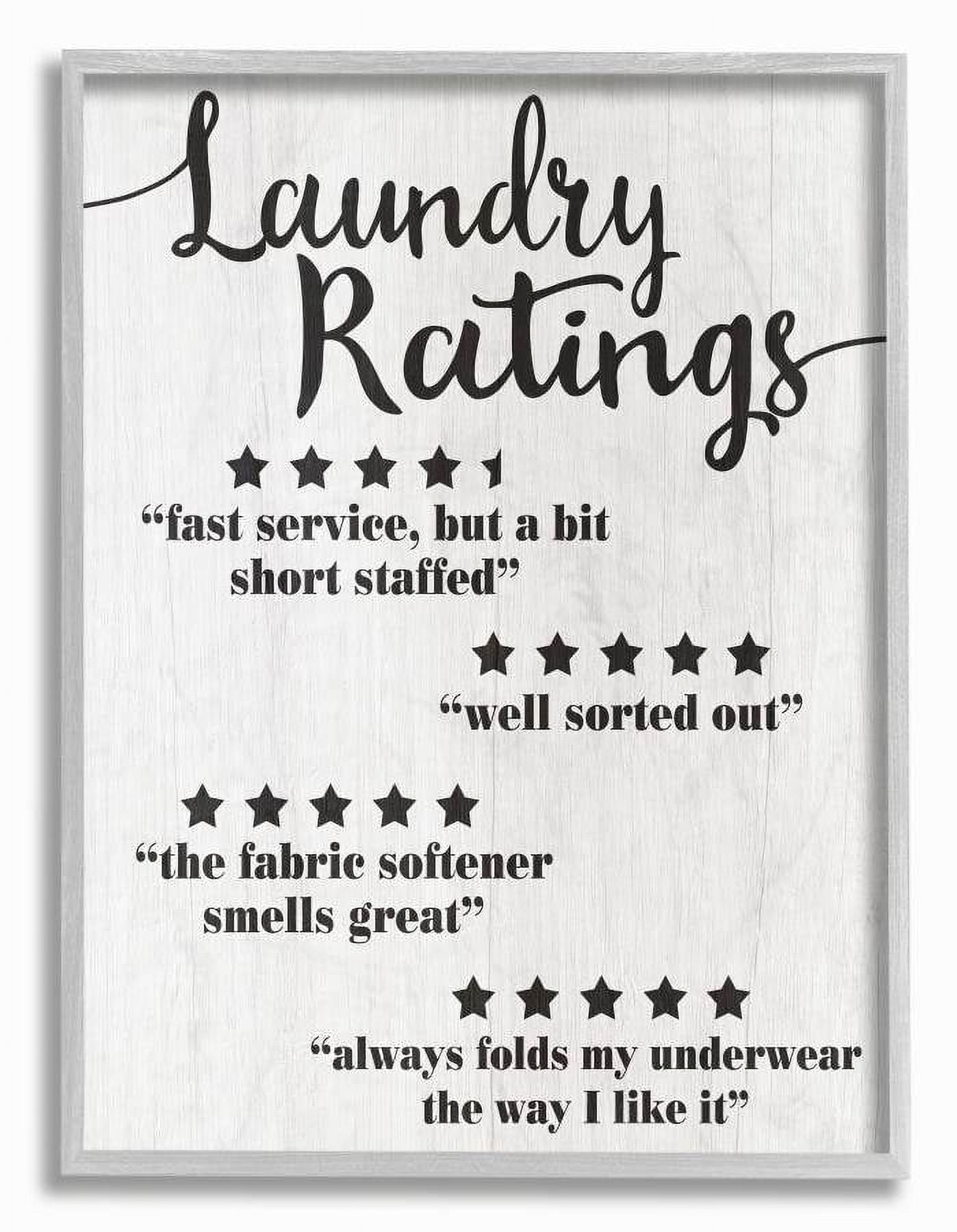Stupell Industries Laundry Rating Five Star Bathroom Funny Word Design Framed Wall Art by Daphne Polselli