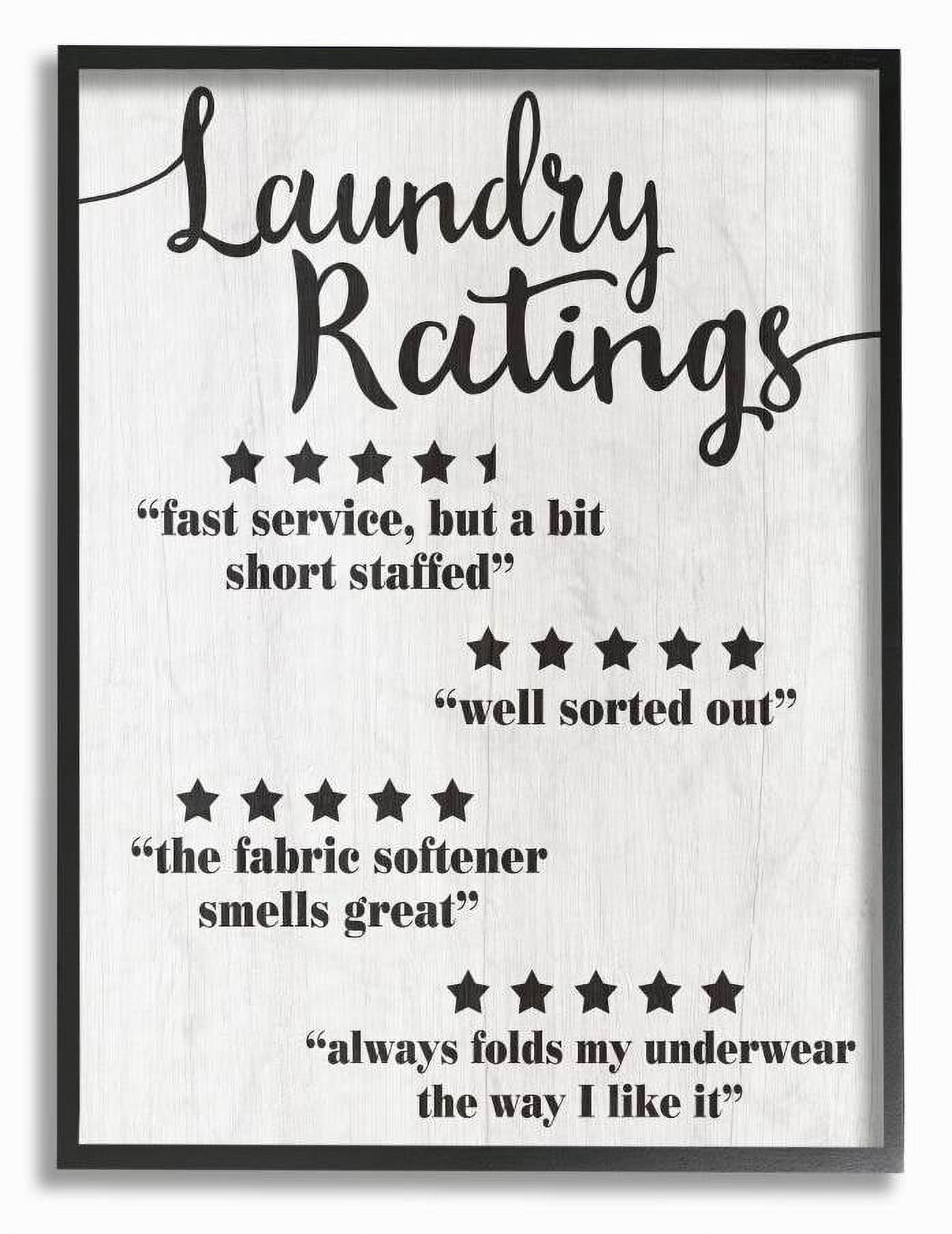 Stupell Industries Laundry Rating Five Star Bathroom Funny Word Design Framed Wall Art by Daphne Polselli