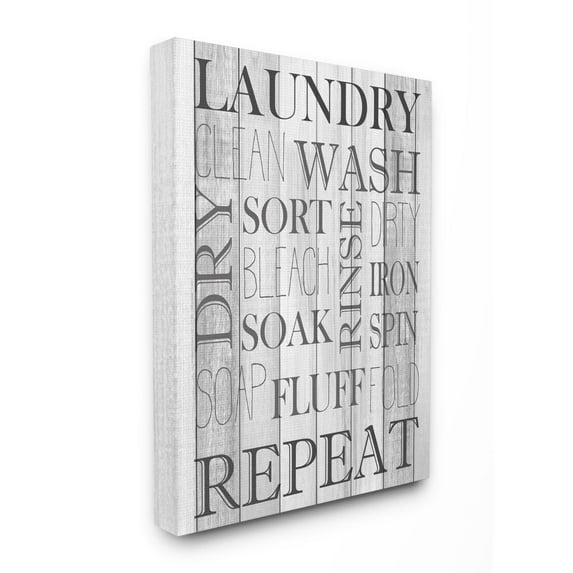 Stupell Industries Laundry Room Bathroom Black And White Design Canvas Wall Art by Kimberly Allen