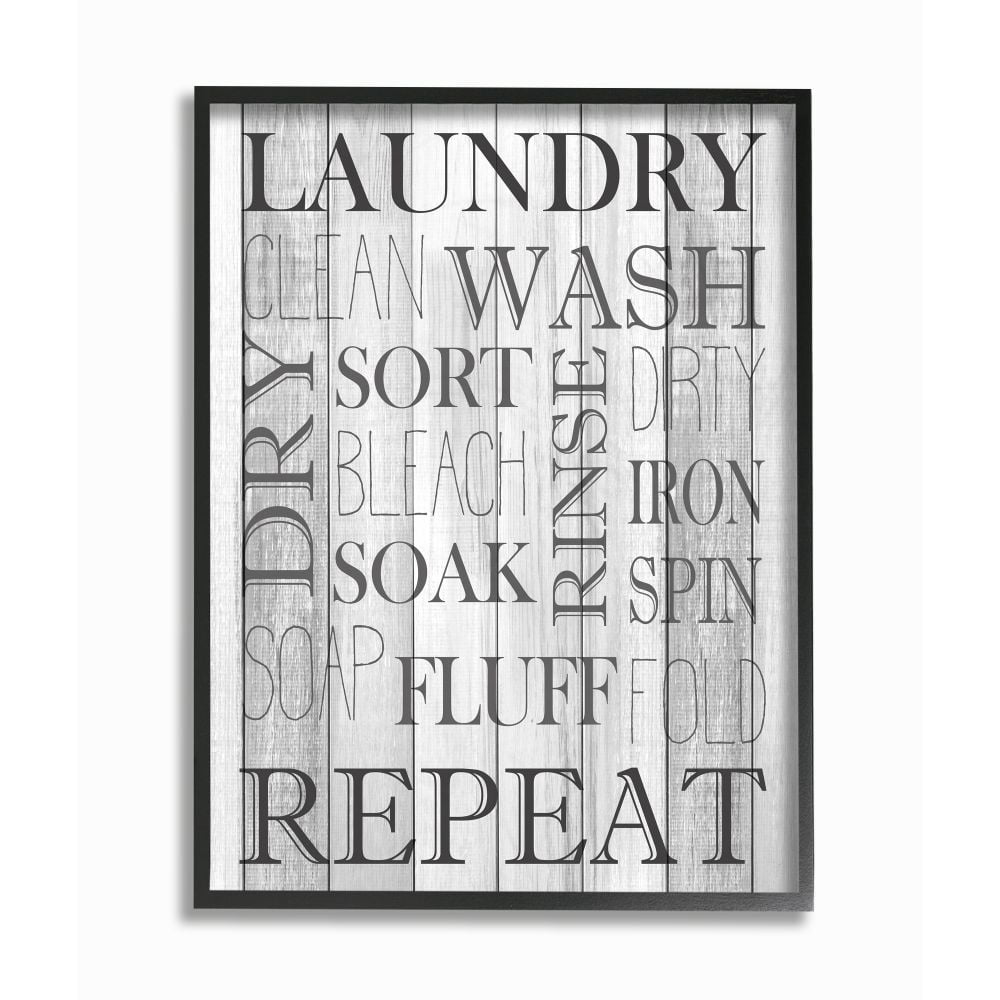 Stupell Industries Laundry Room Bathroom Black And White Design Framed Giclee Texturized Art by Kimberly Allen
