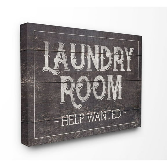 Stupell Industries Laundry Room Bathroom Wood Textured Word Design Canvas Wall Art by Gigi Louise