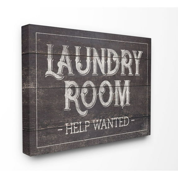 Stupell Industries Laundry Room Bathroom Wood Textured Word Design Canvas Wall Art by Gigi Louise