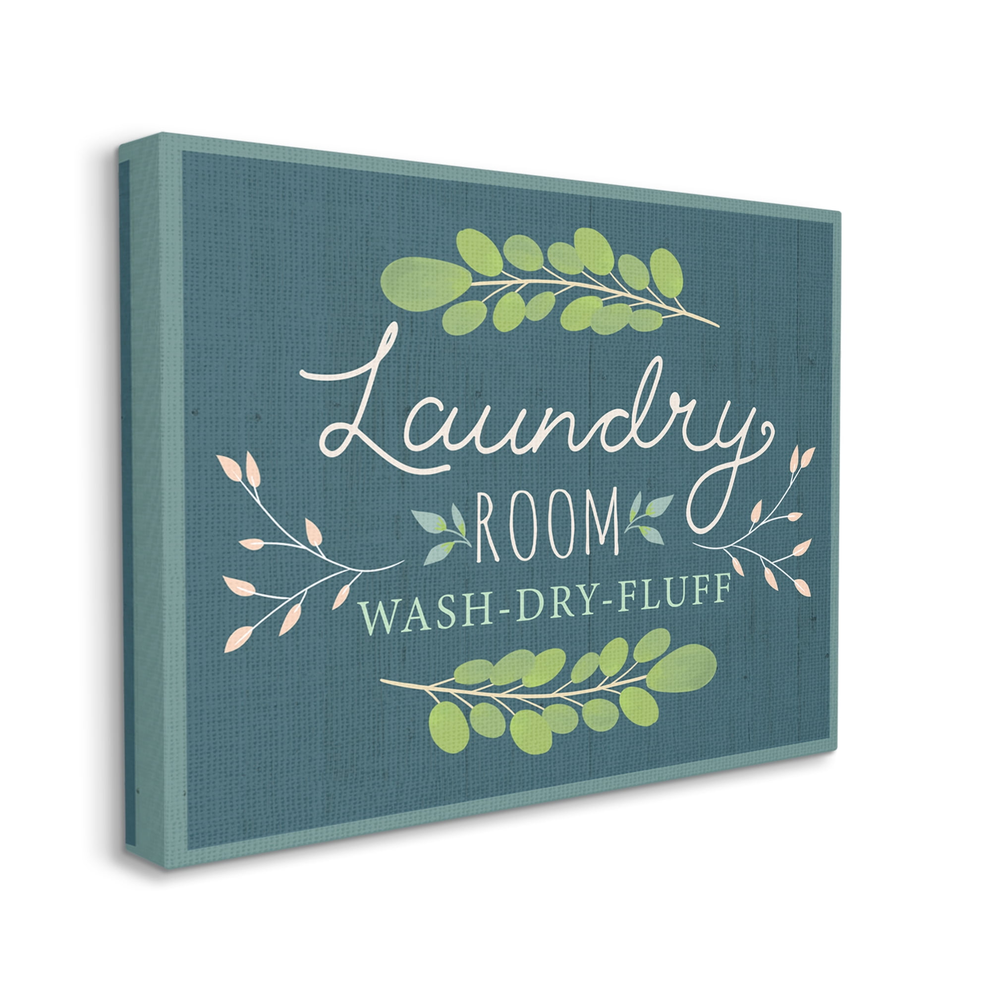 Stupell Industries Laundry Room Eucalyptus Branches Blue Rustic Pattern Graphic Art Gallery-Wrapped Canvas Print Wall Art, 24x30, by Louise Allen