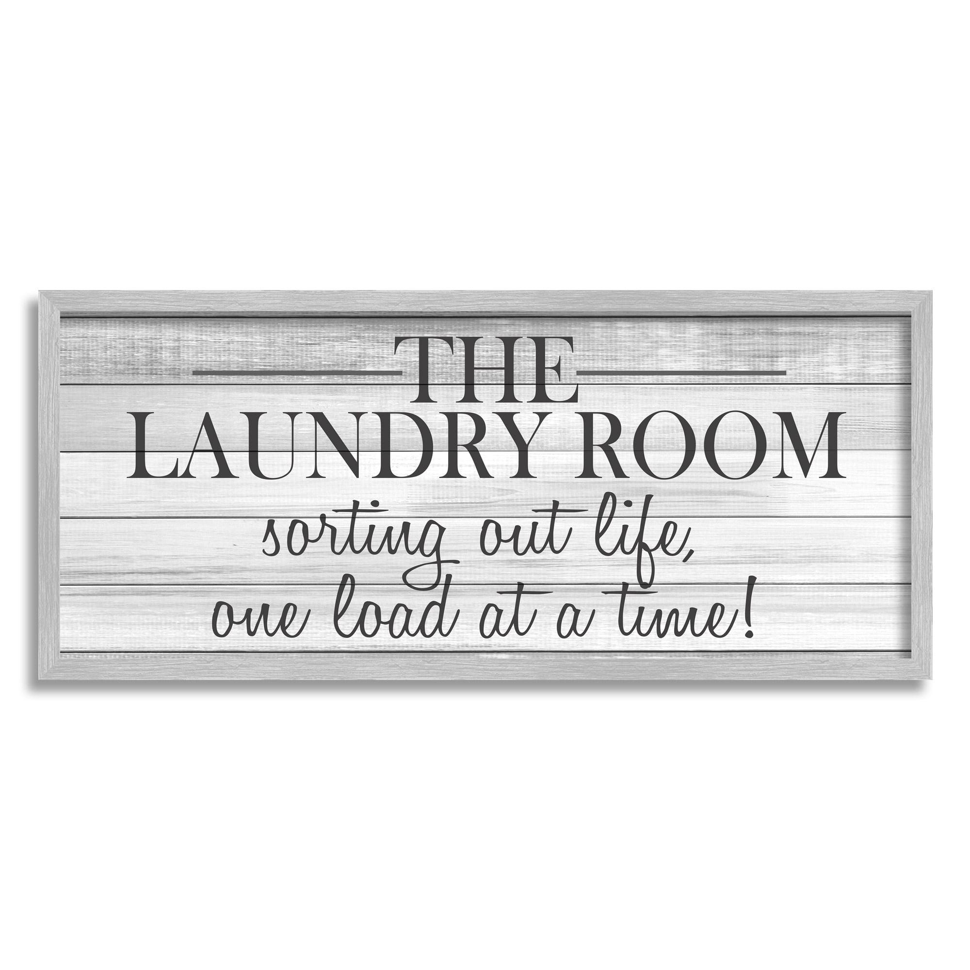 Stupell Industries Laundry Room Funny Word Bathroom Black And White Design, 10 x 24,Design by Kimberly Allen