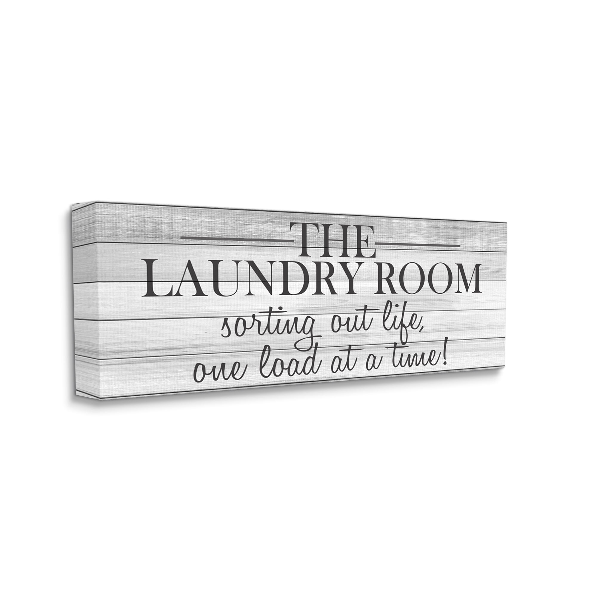 Stupell Industries Laundry Room Funny Word Bathroom Black And White Design, 17 x 40,Design by Kimberly Allen