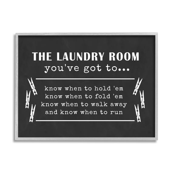 Stupell Industries Laundry Room You've Got to Know When Phrases Country Painting Gray Framed Art Print Wall Art, 11 x 14, Design by Lettered and Lined