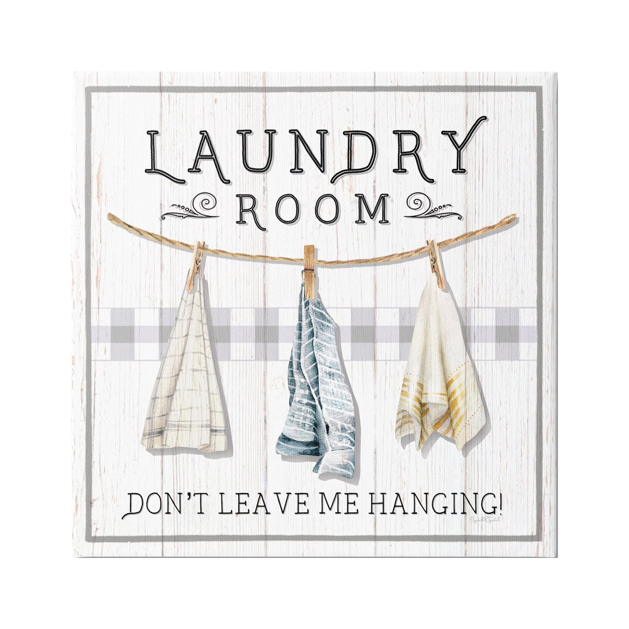 Stupell Industries Laundry Room Hanging Towels Typography Painting Gallery Wrapped Canvas Art Print Wall Art, 36 x 36
