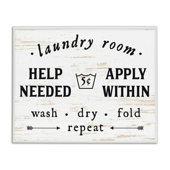 Stupell Industries Laundry Room Help Needed Apply Within, 16 x 20,Design by Lettered and Lined