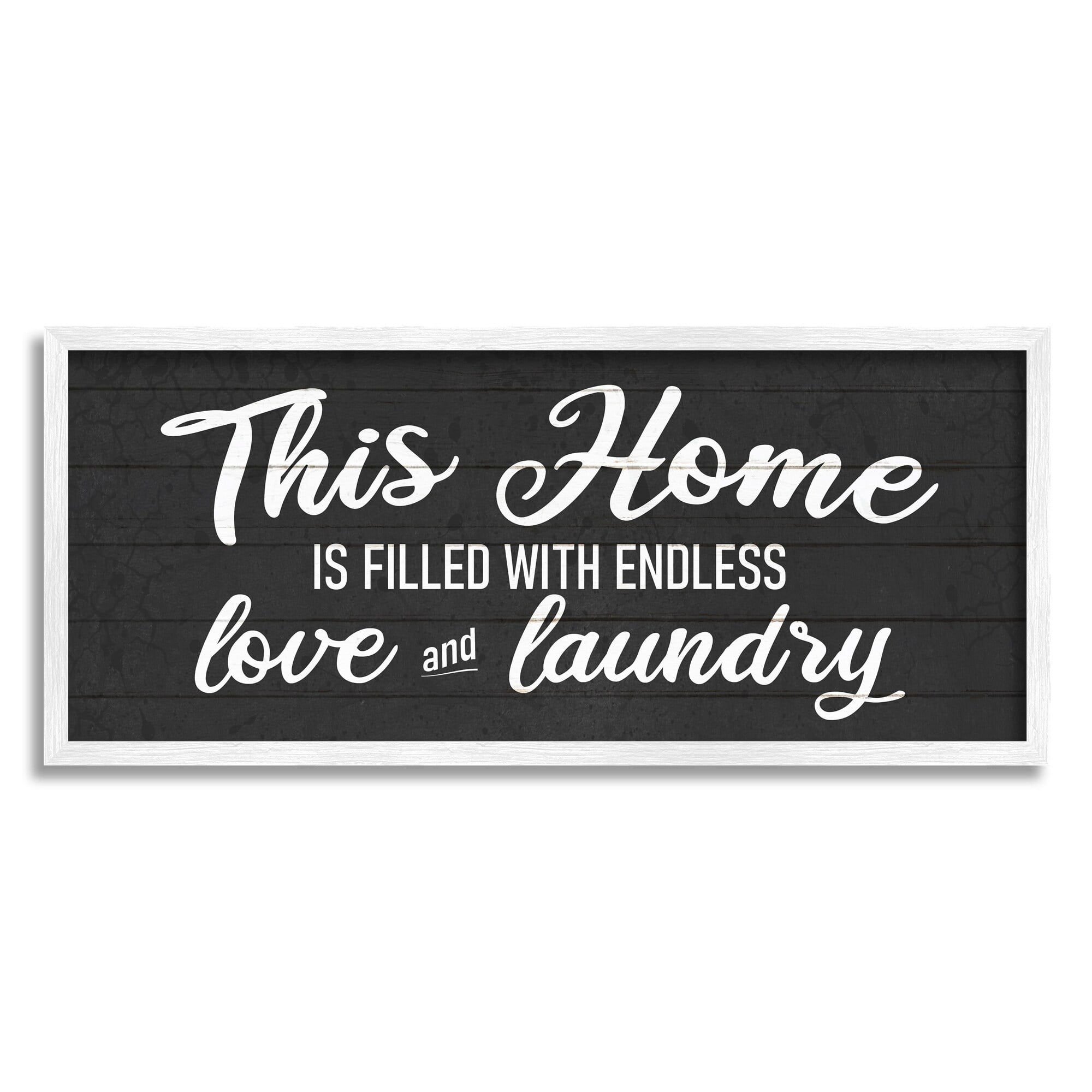 Stupell Industries Laundry Room Home Text Sign Typography Rustic Design Framed Wall Art, 30 x 13, Design by Kim Allen
