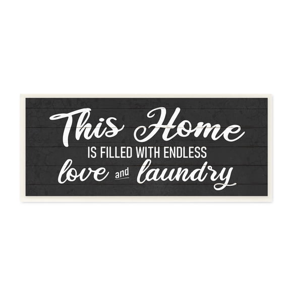 Stupell Industries Laundry Room Home Text Sign Typography Rustic Design Wood Wall Art, 17 x 7, Design by Kim Allen