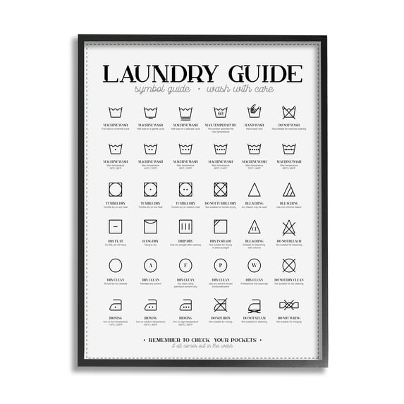Stupell Industries Laundry Room Minimal Symbols Guide Check Pockets, 11 x 14, Designed by Andrea Jasid Grassi