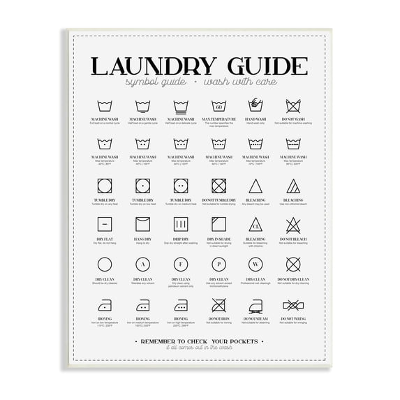 Stupell Industries Laundry Room Minimal Symbols Guide Check Pockets, 13 x 19, Designed by Andrea Jasid Grassi