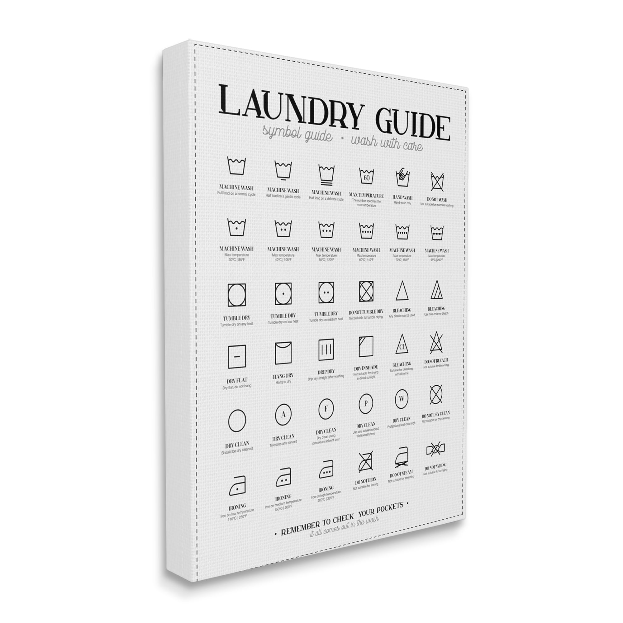 Stupell Industries Laundry Room Minimal Symbols Guide Check Pockets, 24 x 30, Designed by Andrea Jasid Grassi