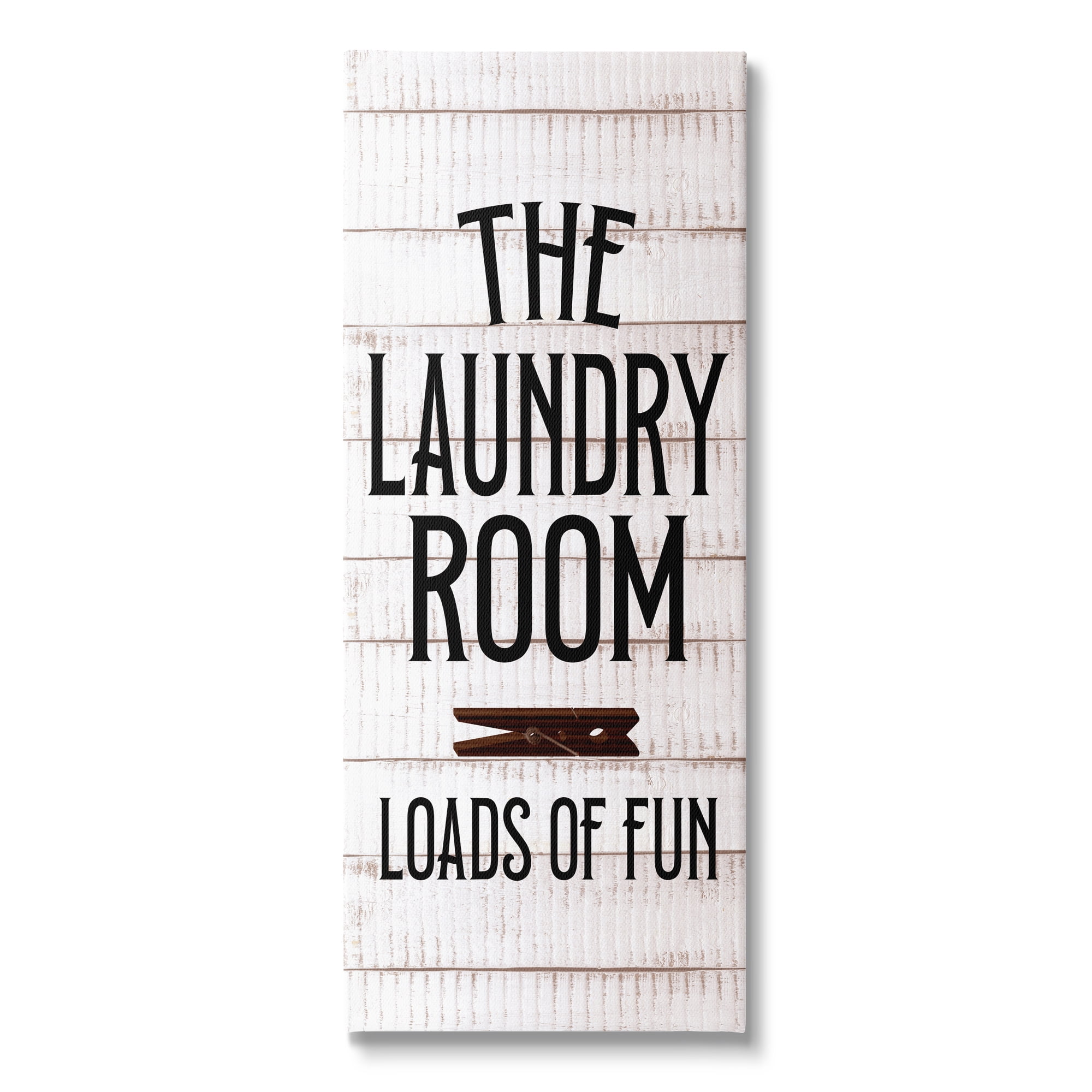 Stupell Industries Laundry Room Plank Pattern Typography Painting Gallery Wrapped Canvas Art Print Wall Art, 17 x 40