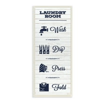 Stupell Industries Laundry Room Rustic Sign Wash Dry Fold Icons Typography Painting Unframed Art Print Wall Art, 7 x 17