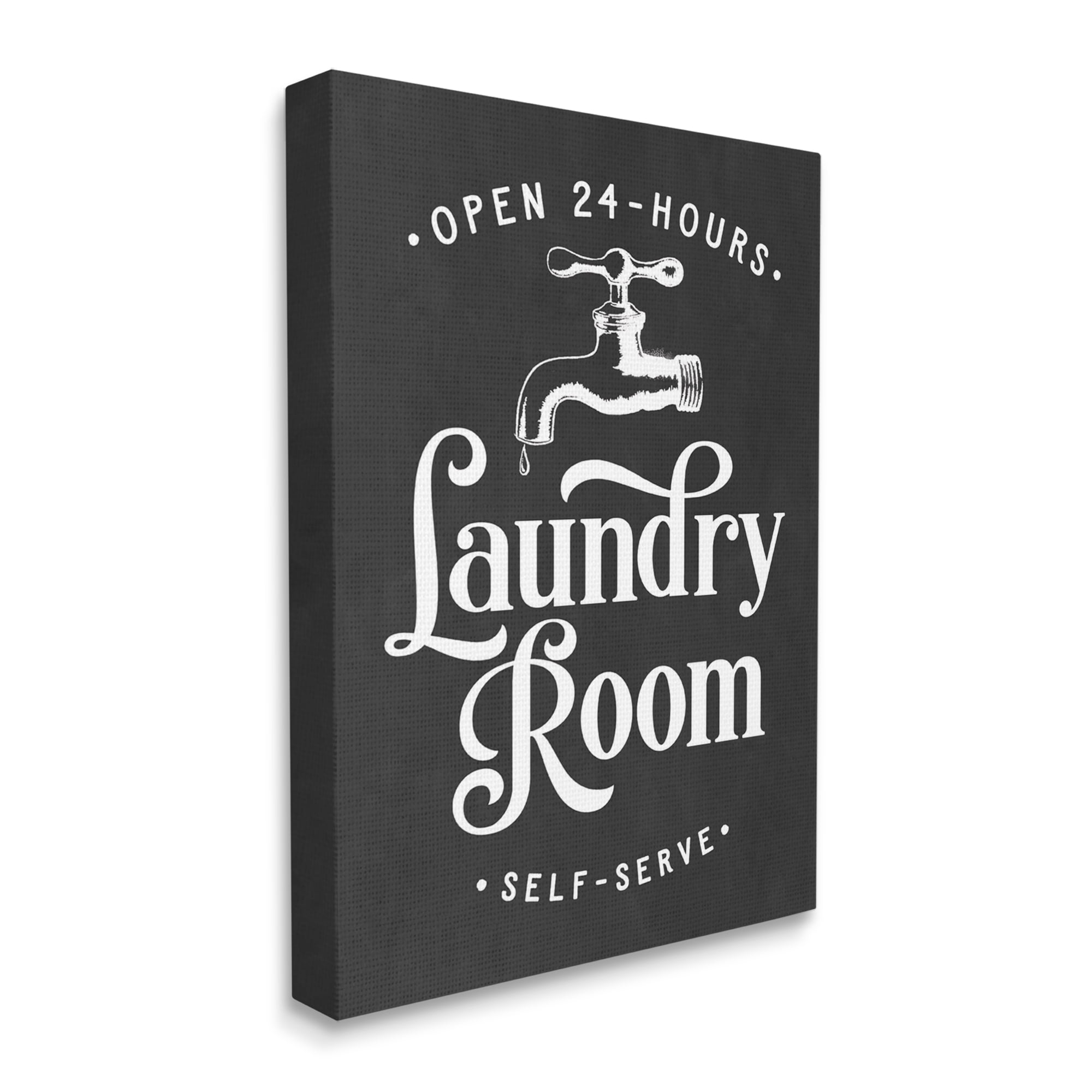 Stupell Industries Laundry Room Self-Service Sign Vintage Faucette Illustration, 36 x 48, Designed by Lettered and Lined
