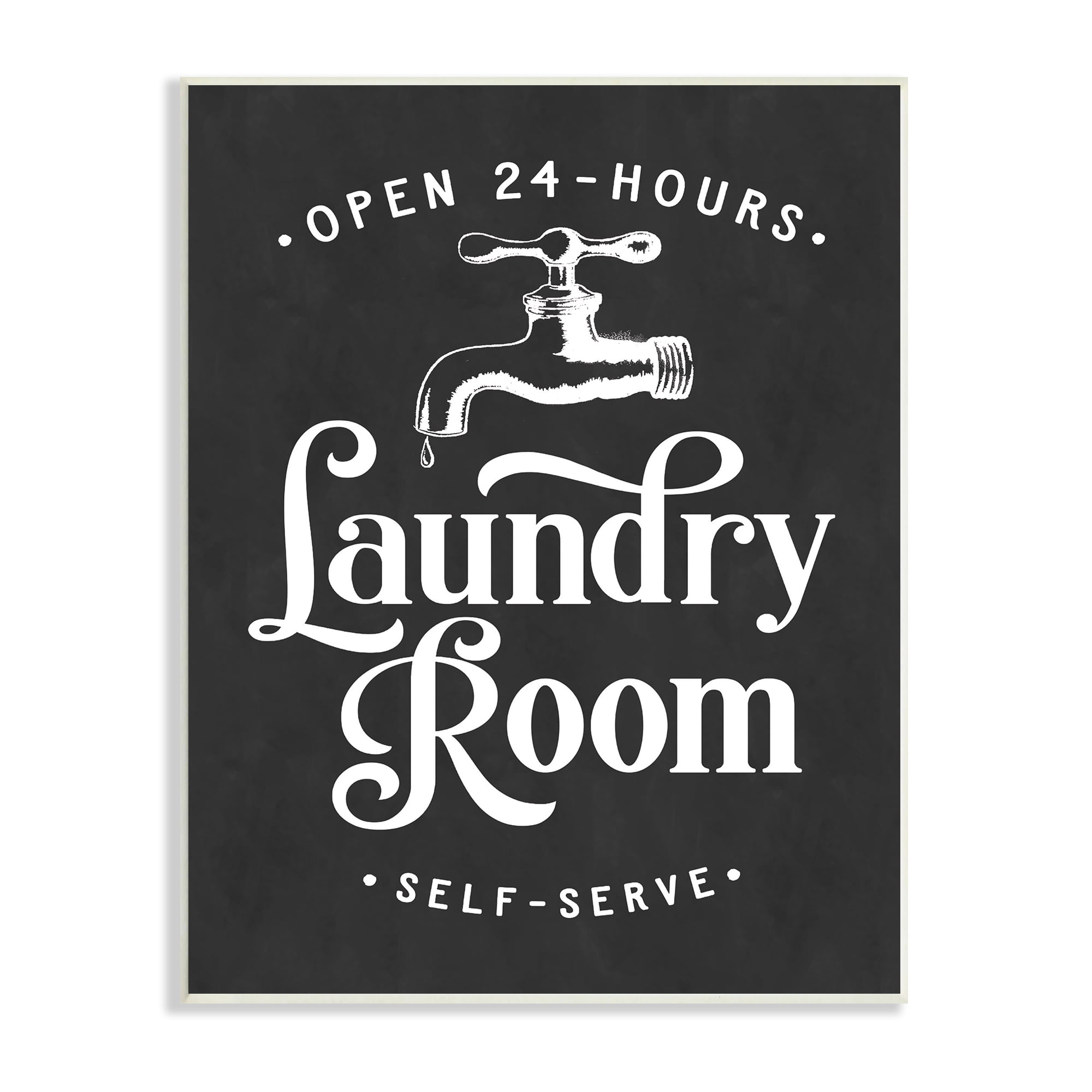 Stupell Industries Laundry Room Self-Service Sign Vintage Faucette Illustration Country Painting Unframed Art Print Wall Art, 13 x 19, Design by Lettered and Lined