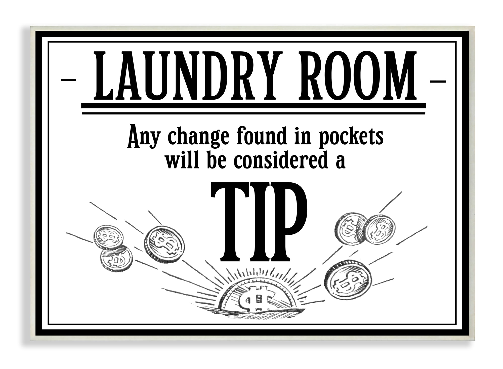 Funny Bathroom Tips Wood Wall Art, 13 x 19 in