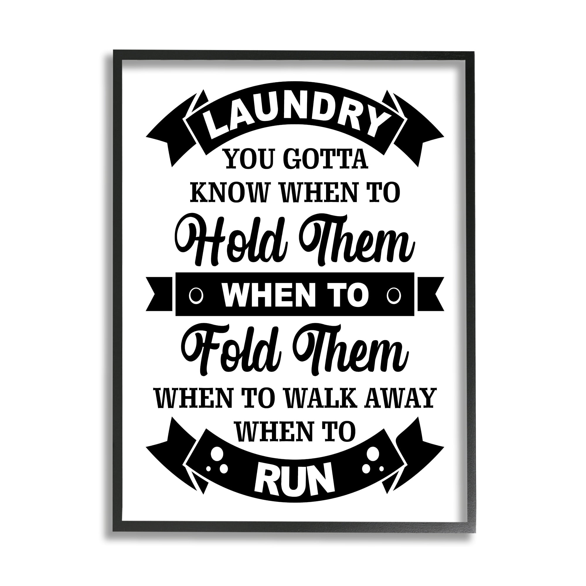 Stupell Industries Laundry Room Vintage Style Text Phrase Banners Graphic Art Black Framed Art Print Wall Art, Design by Lettered and Lined