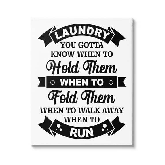 Stupell Industries Laundry Room Vintage Style Text Phrase Banners Graphic Art Gallery Wrapped Canvas Print Wall Art, Design by Lettered and Lined