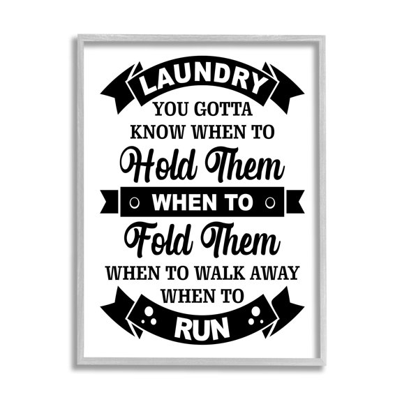 Stupell Industries Laundry Room Vintage Style Text Phrase Banners Graphic Art Gray Framed Art Print Wall Art, Design by Lettered and Lined