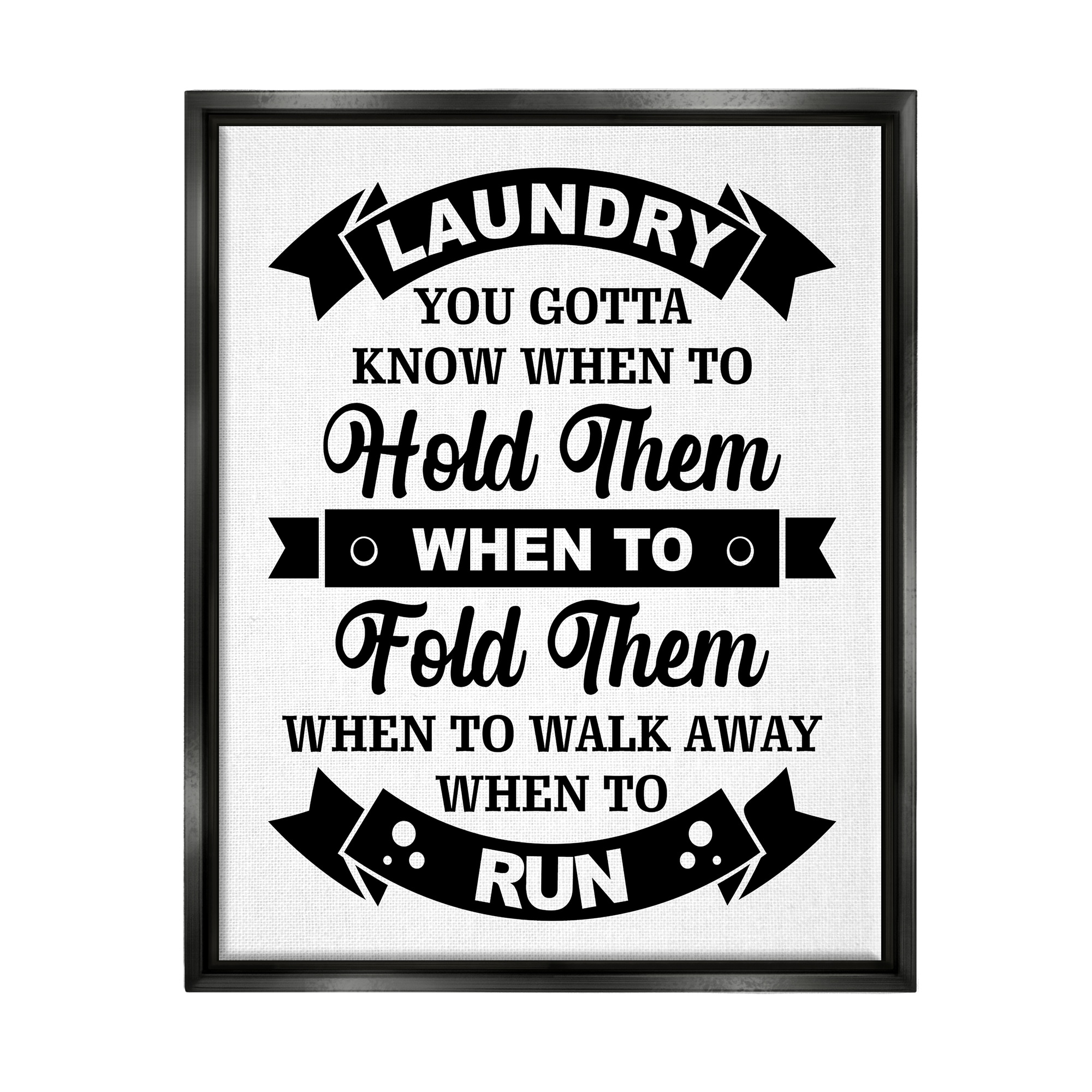 Stupell Industries Laundry Room Vintage Style Text Phrase Banners Graphic Art Jet Black Floating Framed Canvas Print Wall Art, Design by Lettered and Lined