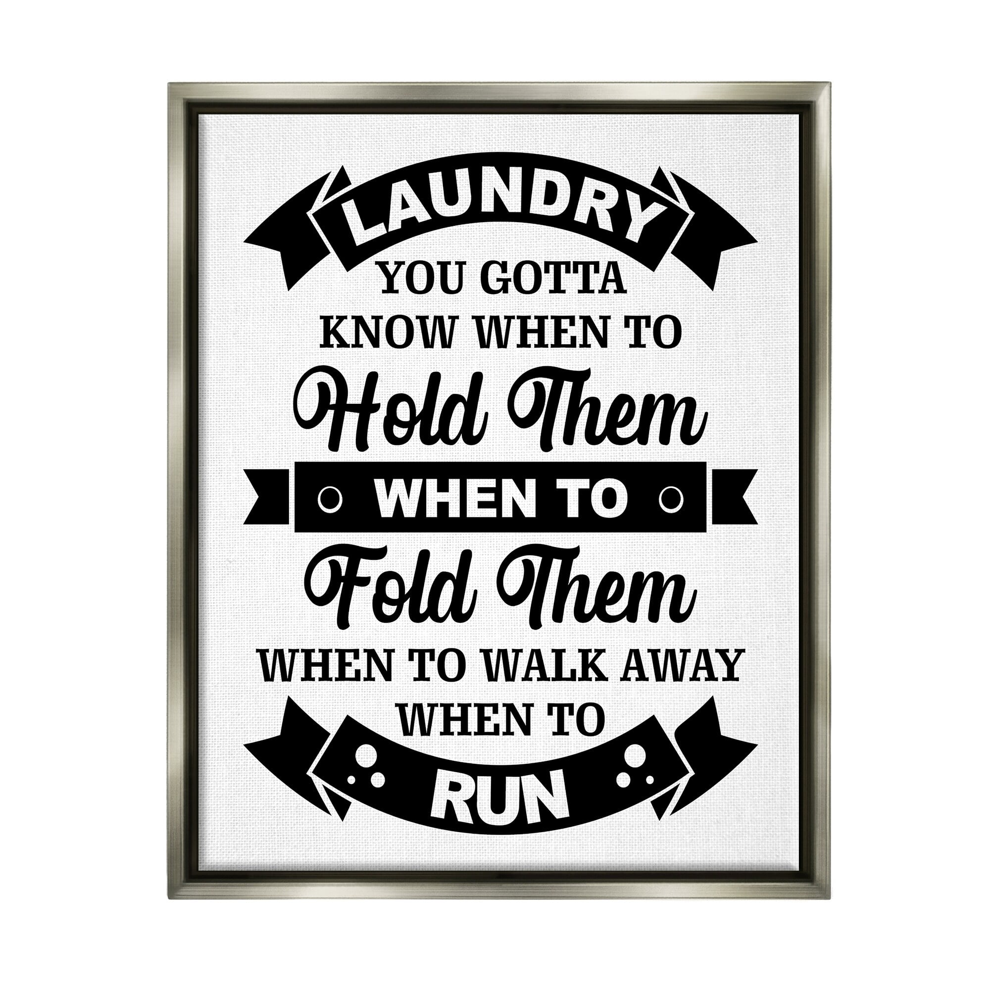 Stupell Industries Laundry Room Vintage Style Text Phrase Banners Graphic Art Luster Gray Floating Framed Canvas Print Wall Art, Design by Lettered and Lined