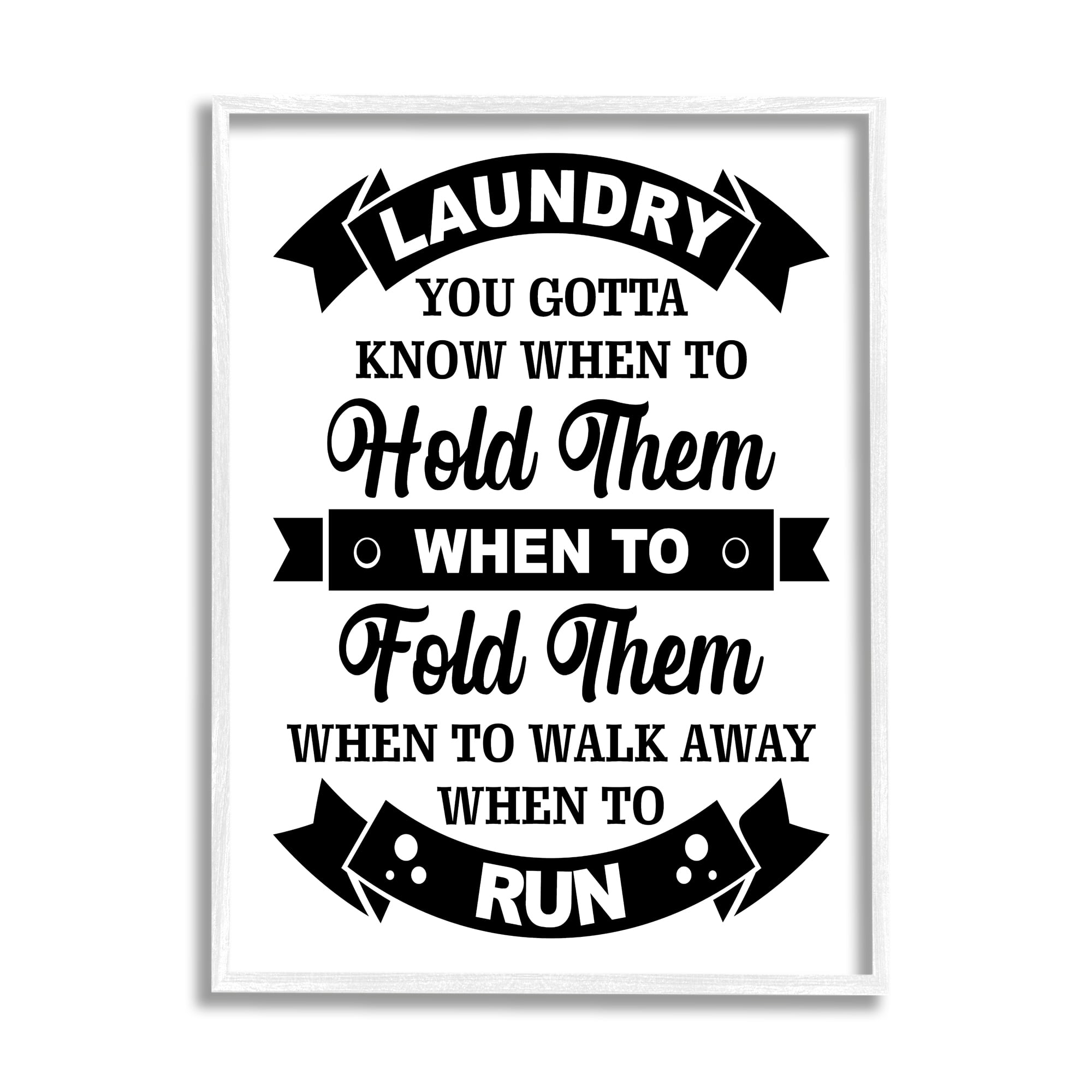 Stupell Industries Laundry Room Vintage Style Text Phrase Banners Graphic Art White Framed Art Print Wall Art, Design by Lettered and Lined