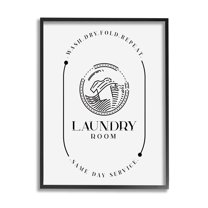 Stupell Industries Laundry Room Washing Machine Same Day Service Script Graphic Art Black Framed Art Print Wall Art, 16x20, by Andrea Jasid Grassi