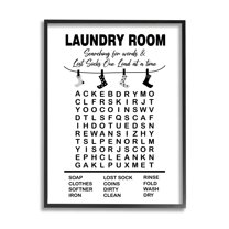 Stupell Industries Laundry Room Word Search Lost Socks Hanging Graphic Art Black Framed Art Print Wall Art, Design by Lettered and Lined