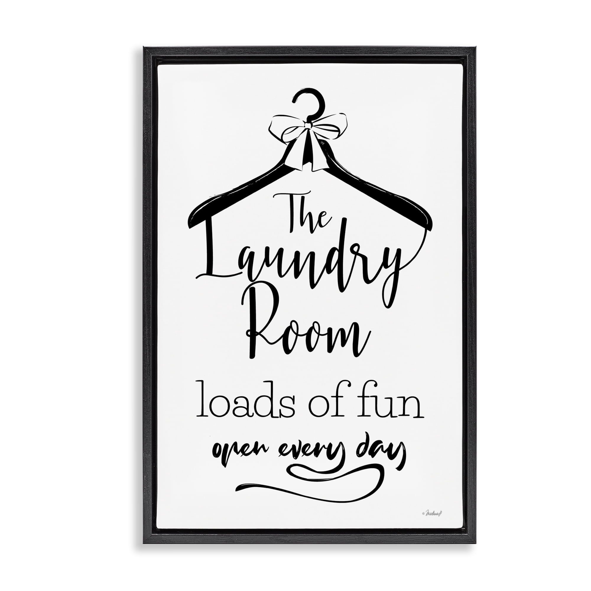 Stupell Industries Laundry Room with Hanger Bath & Laundry Painting Black Floater Framed Canvas Art Print Wall Art, 21 x 31