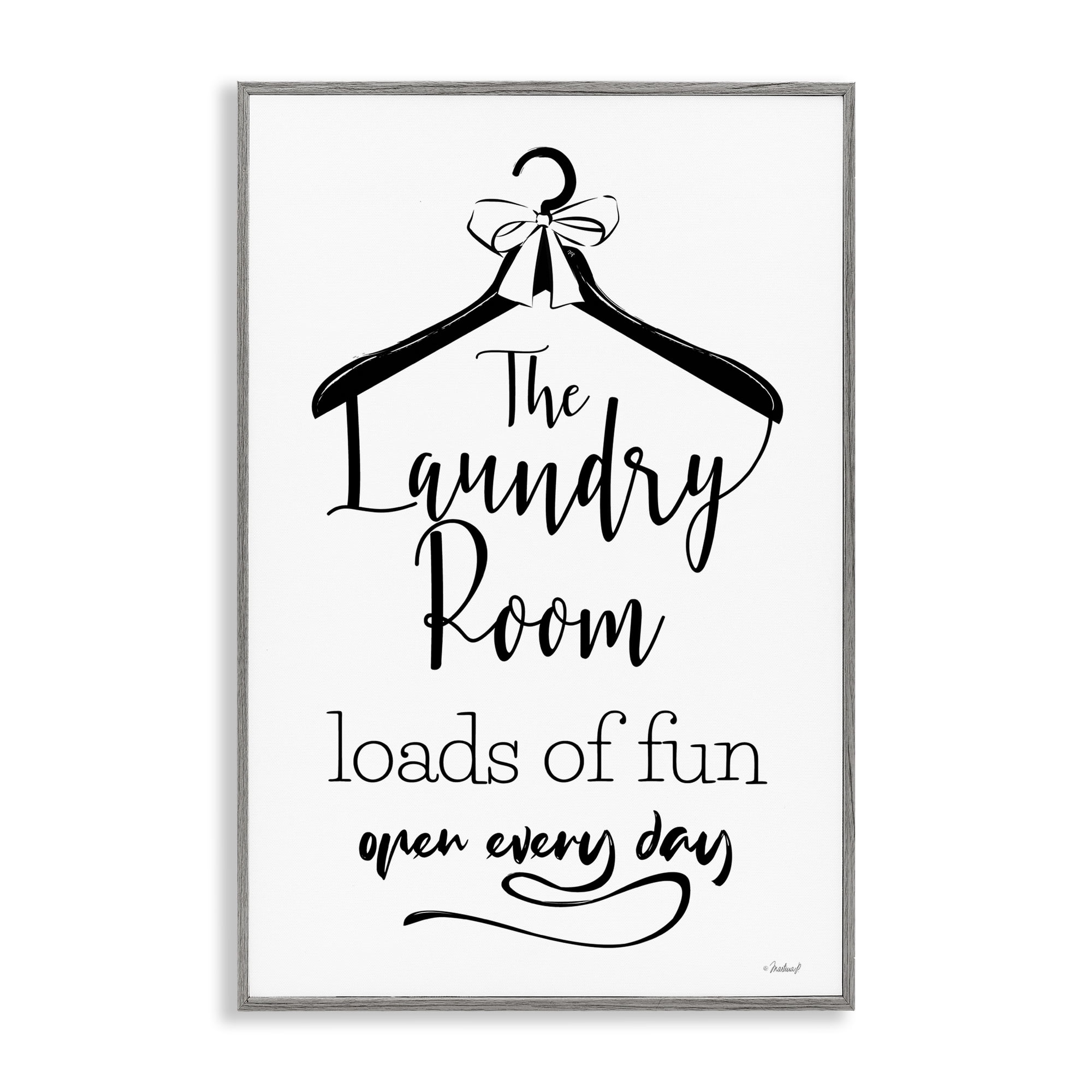 Stupell Industries Laundry Room with Hanger Bath & Laundry Painting Gray Framed Art Print Wall Art, 16 x 24