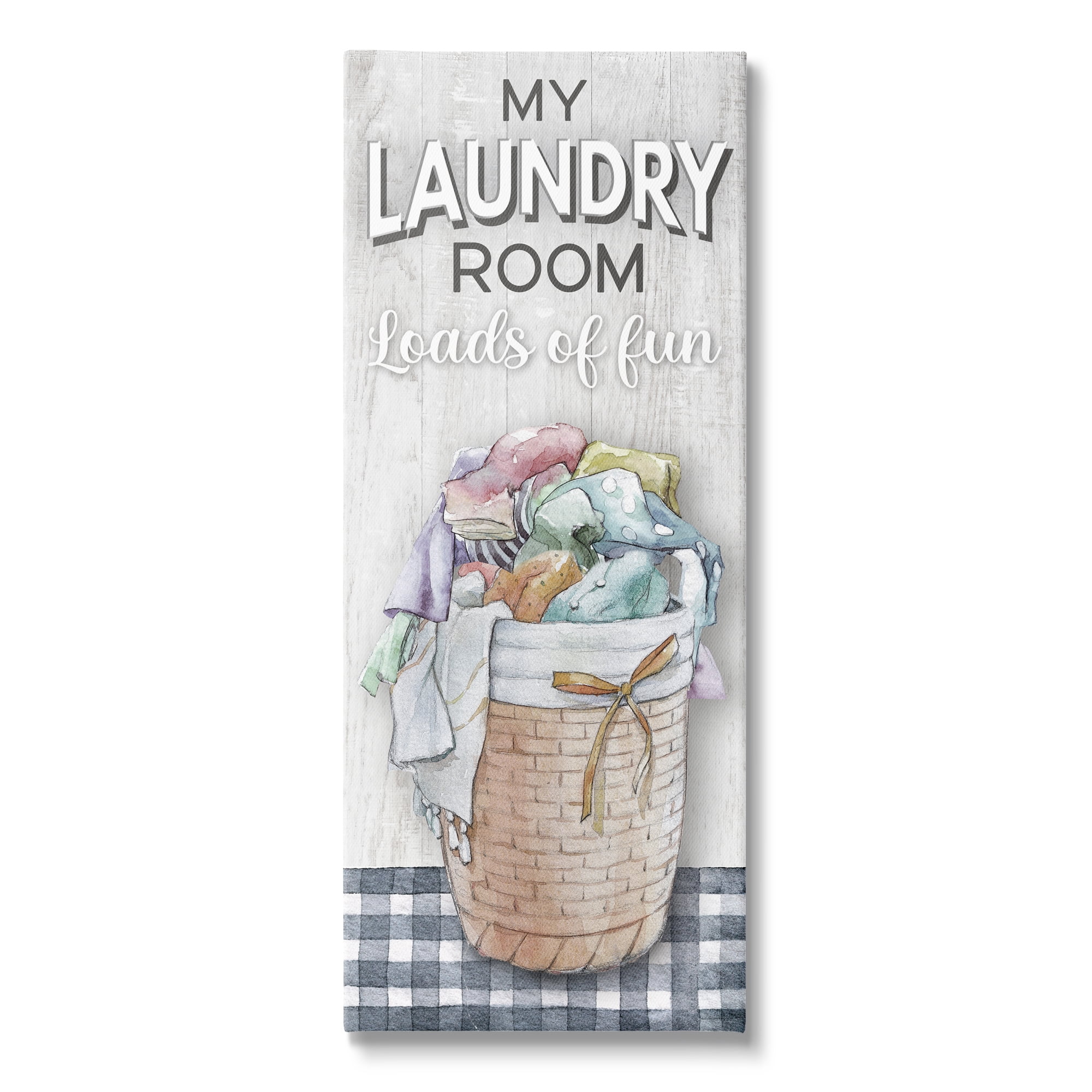 Stupell Industries Laundry Room with Plaid Typography Painting Gallery Wrapped Canvas Art Print Wall Art, 10 x 24