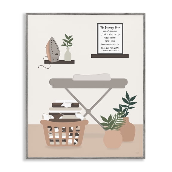 Stupell Industries Laundry Rules Modern View Quotes and Sayings Painting Gray Framed Art Print Wall Art, 11 x 14