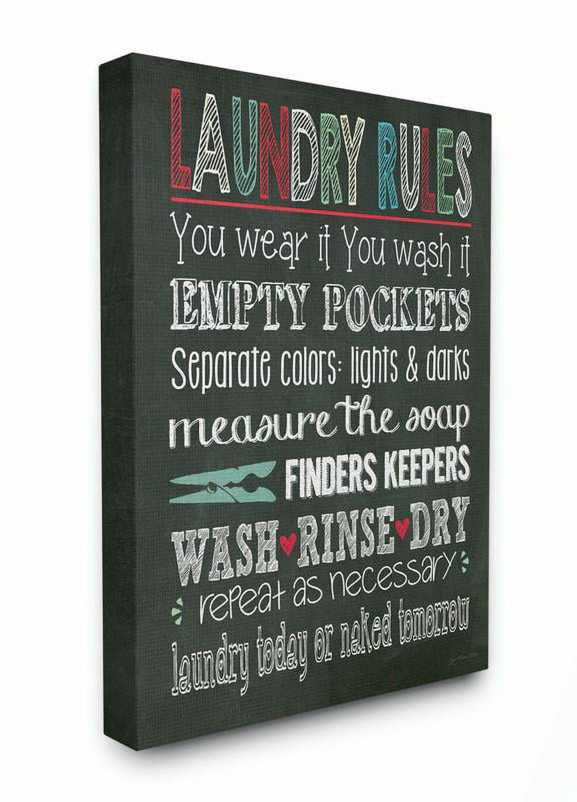Stupell Industries Laundry Rules Typography Chalkboard Bathroom Graphic Art Gallery-Wrapped Canvas Print Wall Art, 30x40, by Jo Moulton