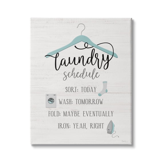 Stupell Industries Laundry Schedule Blue Clothes Hanger Sort Wash Fold, 16 x 20, Design by Natalie Carpentieri