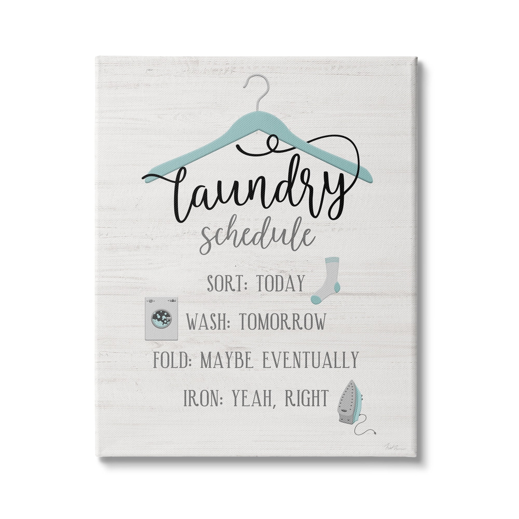 Stupell Industries Laundry Schedule Blue Clothes Hanger Sort Wash Fold, 24 x 30, Design by Natalie Carpentieri