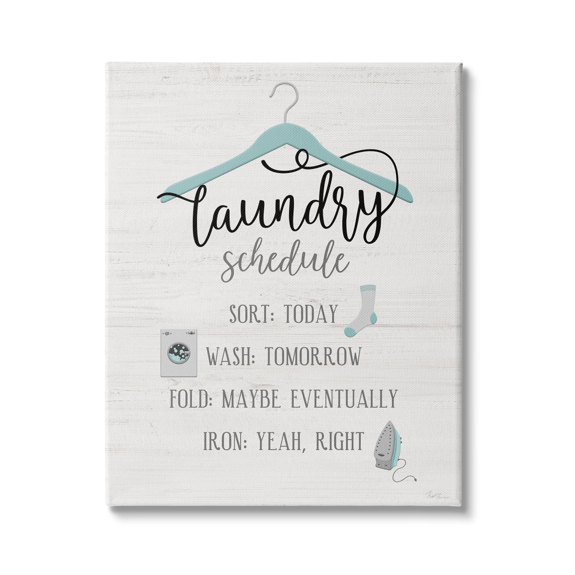 Stupell Industries Laundry Schedule Blue Clothes Hanger Sort Wash Fold, 30 x 40, Design by Natalie Carpentieri