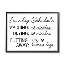 Stupell Industries Laundry Schedule Witty Text Casual Home Sign Graphic Art Black Framed Art Print Wall Art, Design by Lettered and Lined