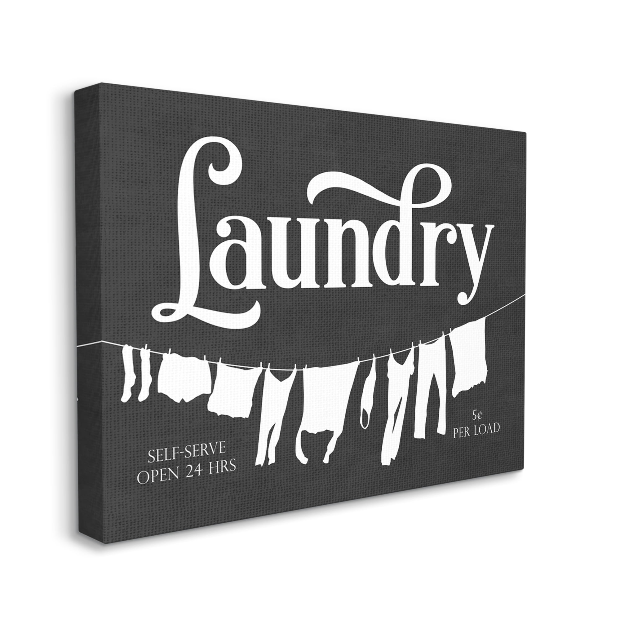 Stupell Industries Laundry Self-Serve Phrase Vintage Hanging Clothesline, 16 x 20, Designed by Lettered and Lined