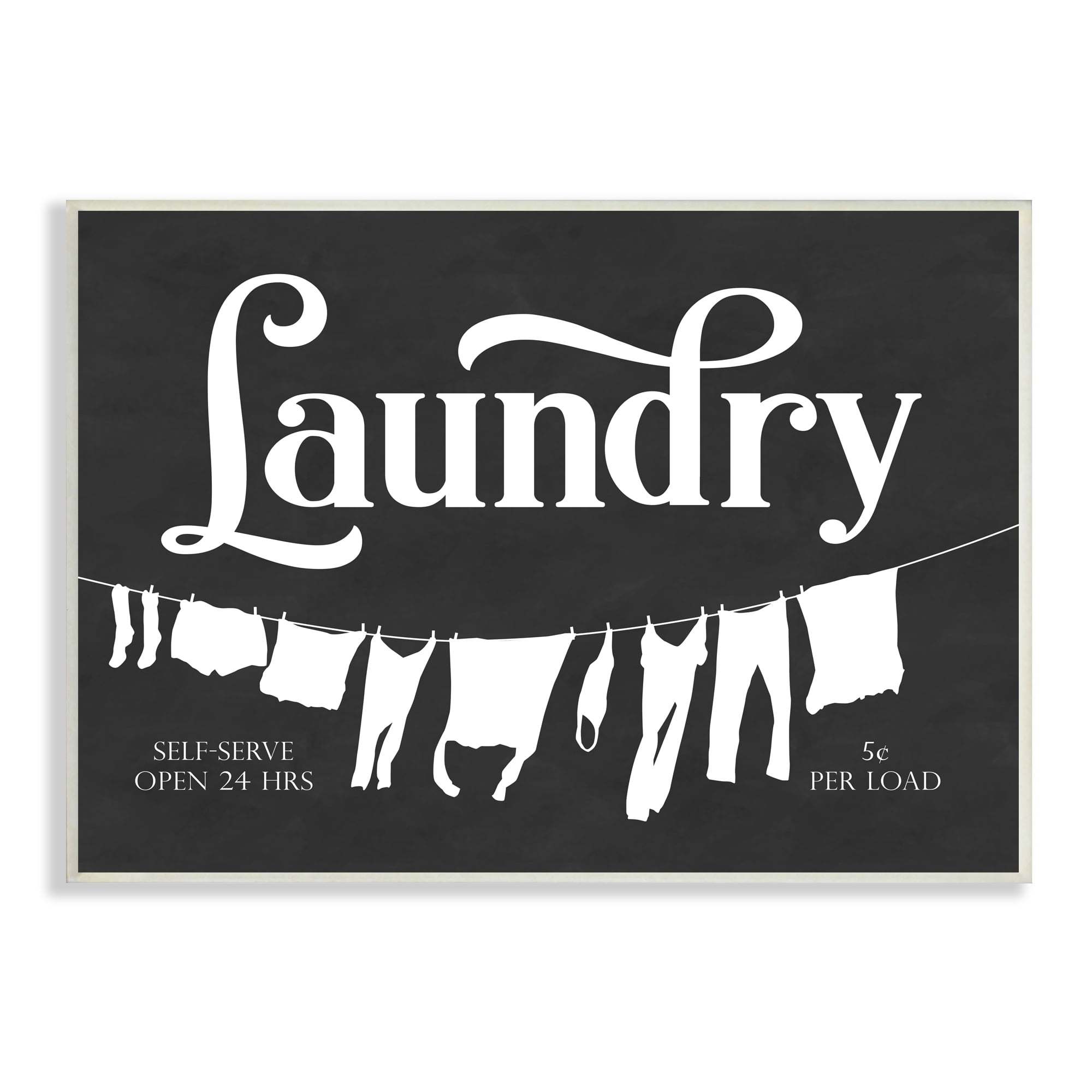 Stupell Industries Laundry Self-Serve Phrase Vintage Hanging Clothesline Country Painting Unframed Art Print Wall Art, 13 x 19, Design by Lettered and Lined