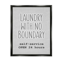 Stupell Industries Laundry Self Service Phrase Novelty Painting Black Floater Framed Art Print Wall Art, 17 x 21