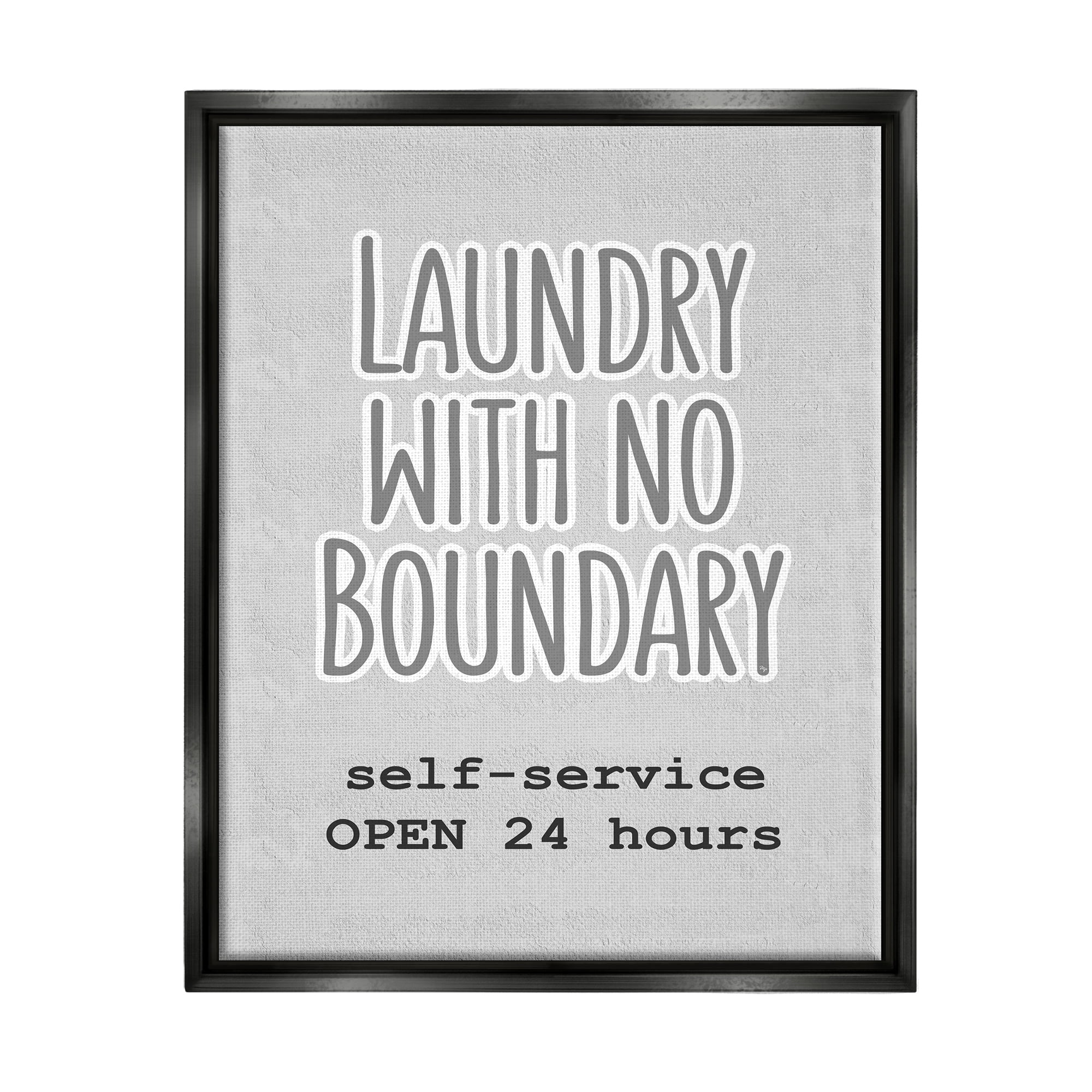 Stupell Industries Laundry Self Service Phrase Novelty Painting Black Floater Framed Art Print Wall Art, 25 x 31