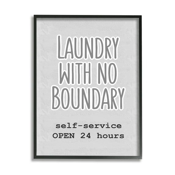 Stupell Industries Laundry Self Service Phrase Novelty Painting Black Framed Art Print Wall Art, 16 x 20