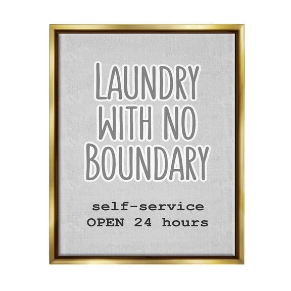 Stupell Industries Laundry Self Service Phrase Novelty Painting Gold Floater Framed Art Print Wall Art, 17 x 21