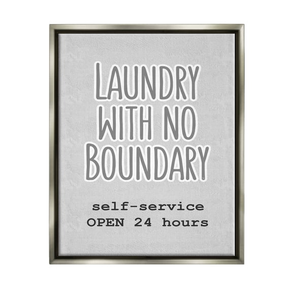 Stupell Industries Laundry Self Service Phrase Novelty Painting Gray Floater Framed Art Print Wall Art, 25 x 31